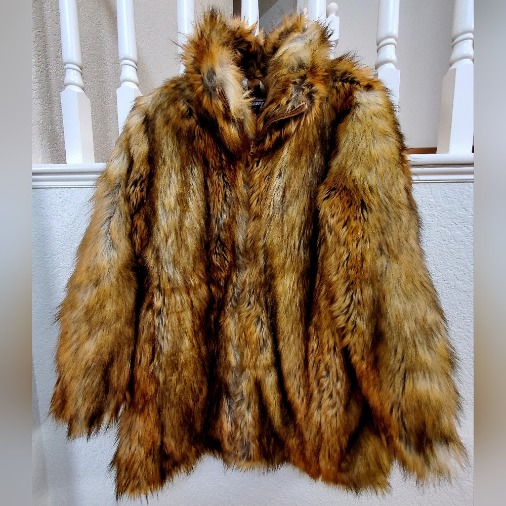 Faux Fur Zippered Lined Coat Roaman's Plus 18/20 Gorgeous Tipped Colors